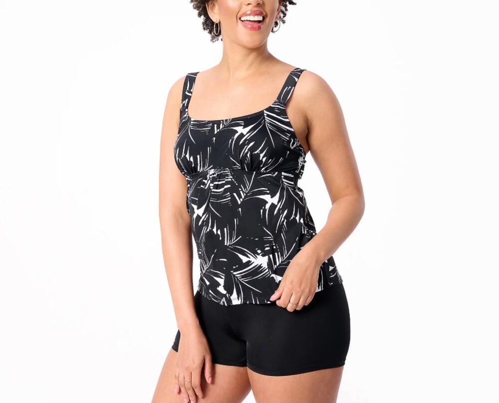 Kim Gravel x Swimsuits Scoop Neck Tankini Set w/ Bike Shorts Black Size 6